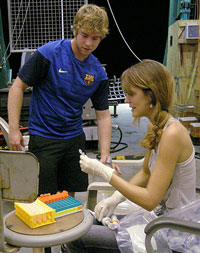 photo of Ben and Daniela collect samples