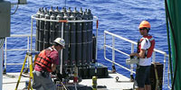 photo of CTD array on deck