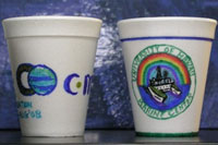Photo of decorated Styrofoam cups.